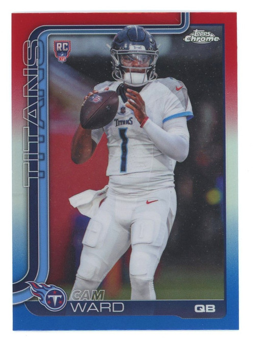 NFL 2025 Topps Chrome Red White & Blue Cam Ward #314 Rookie、ToyWiz、kayou
