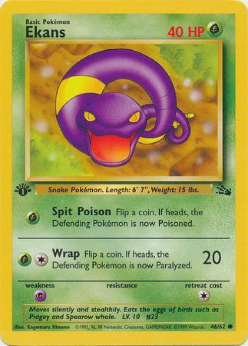 Pokemon Fossil Common Ekans #46 Lightly Played、ToyWiz、kayou
