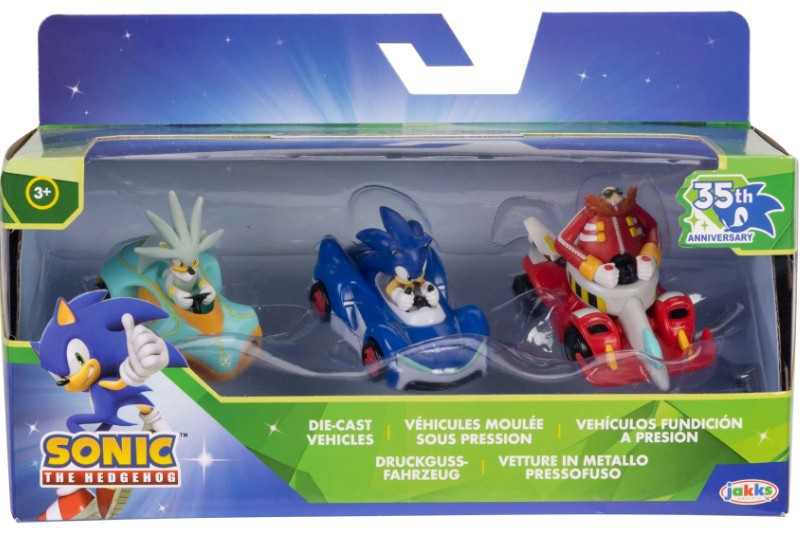 Sonic The Hedgehog Silver, Sonic & Dr. Eggman Die Cast Vehicle 3-Pack Lightron, Speed Star & Egg Booster、ToyWiz、kayou