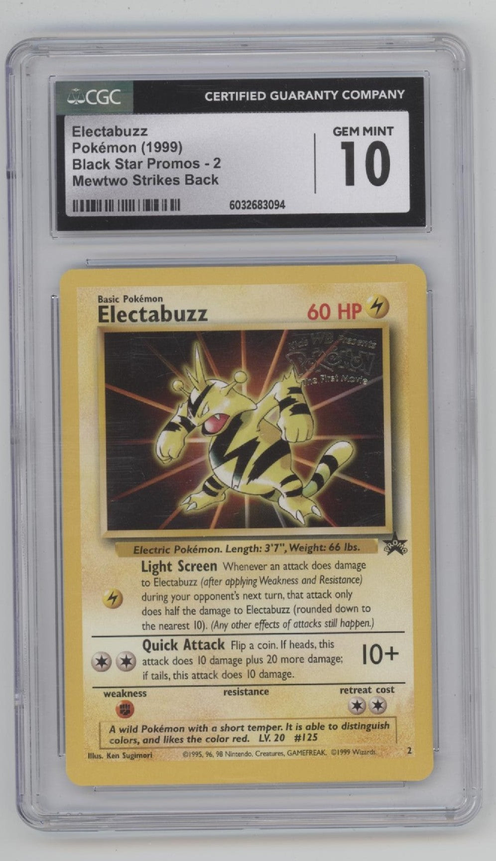 Electabuzz Pokemon Mewtwo Strike Back Black Star Promo #2 CGC 10、Collector Store LLC Gaming、kayou