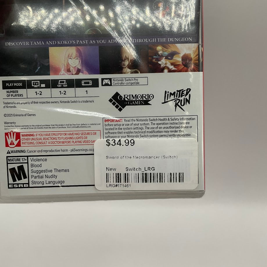 Sword of the Necromancer Nintendo Switch Sealed、Collector Store LLC - VG、kayou