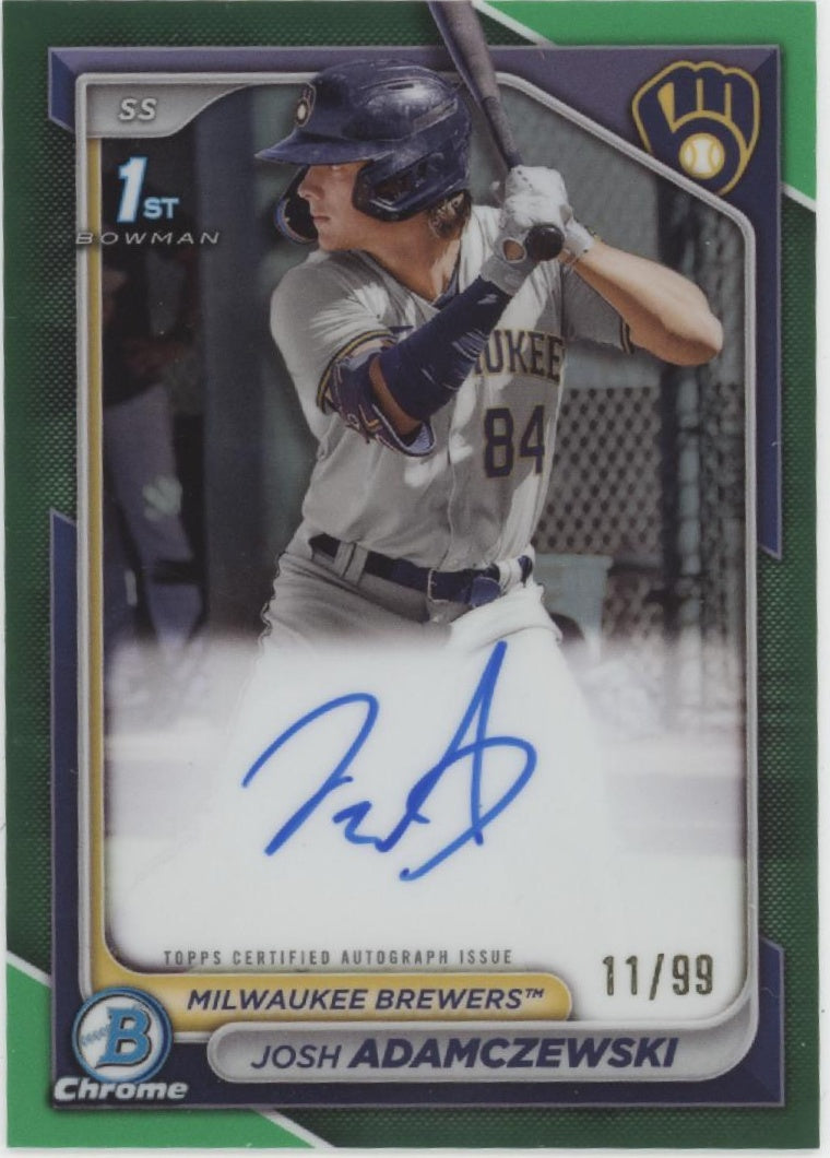 Josh Adamczewski 2024 Bowman Chrome Green Refractor Auto 11/99 #CPA-JAI、Collector Store LLC、kayou