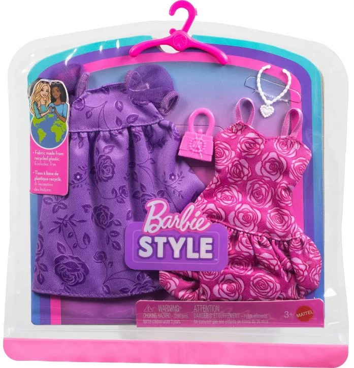 Barbie Style Floral Purple & Pink Dresses Fashion 2-Pack、ToyWiz、kayou