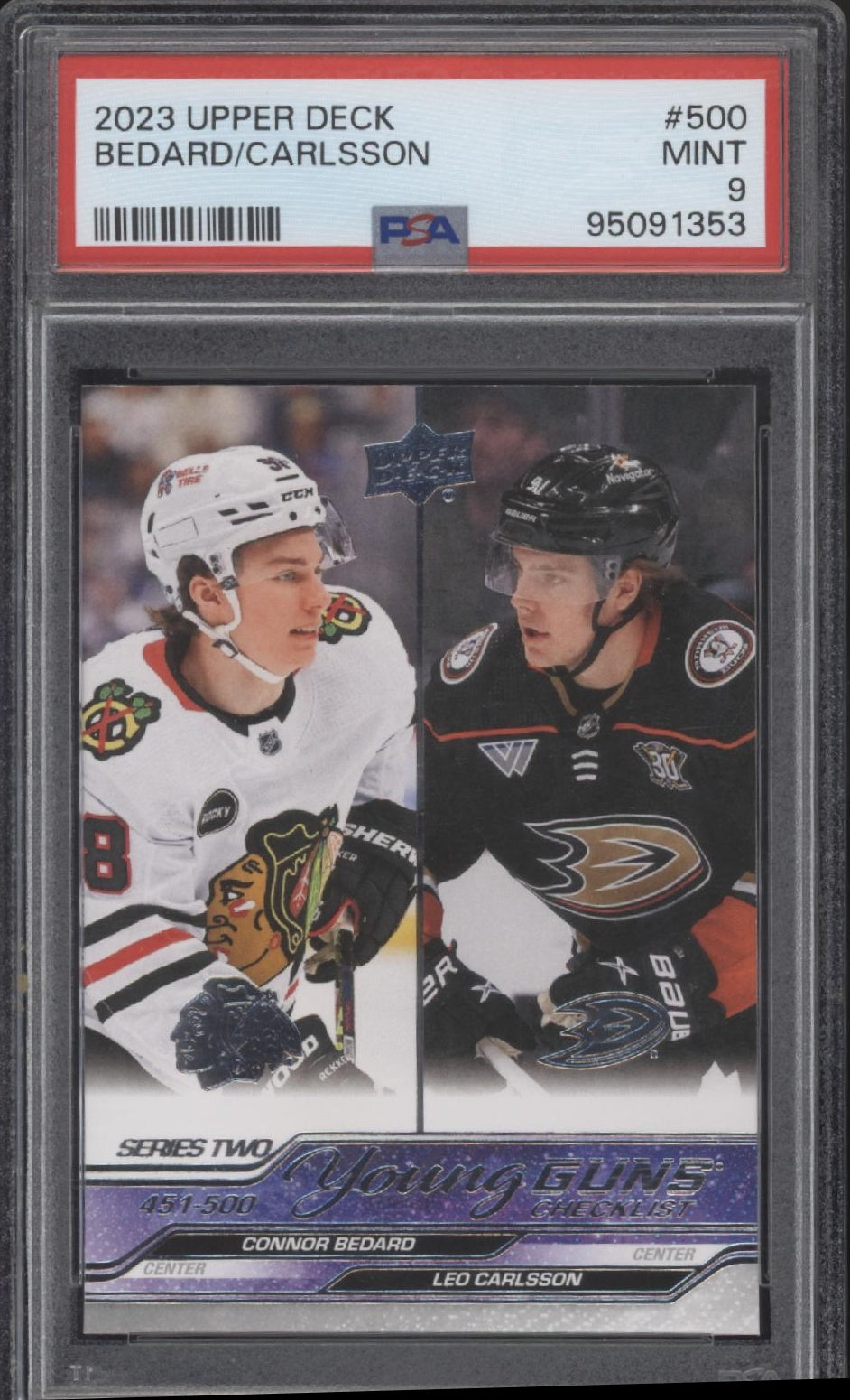 Connor Bedard / Leo Carlsson 2023-24 Upper Deck Series 2 Young Guns RC PSA 9、Collector Store LLC、kayou