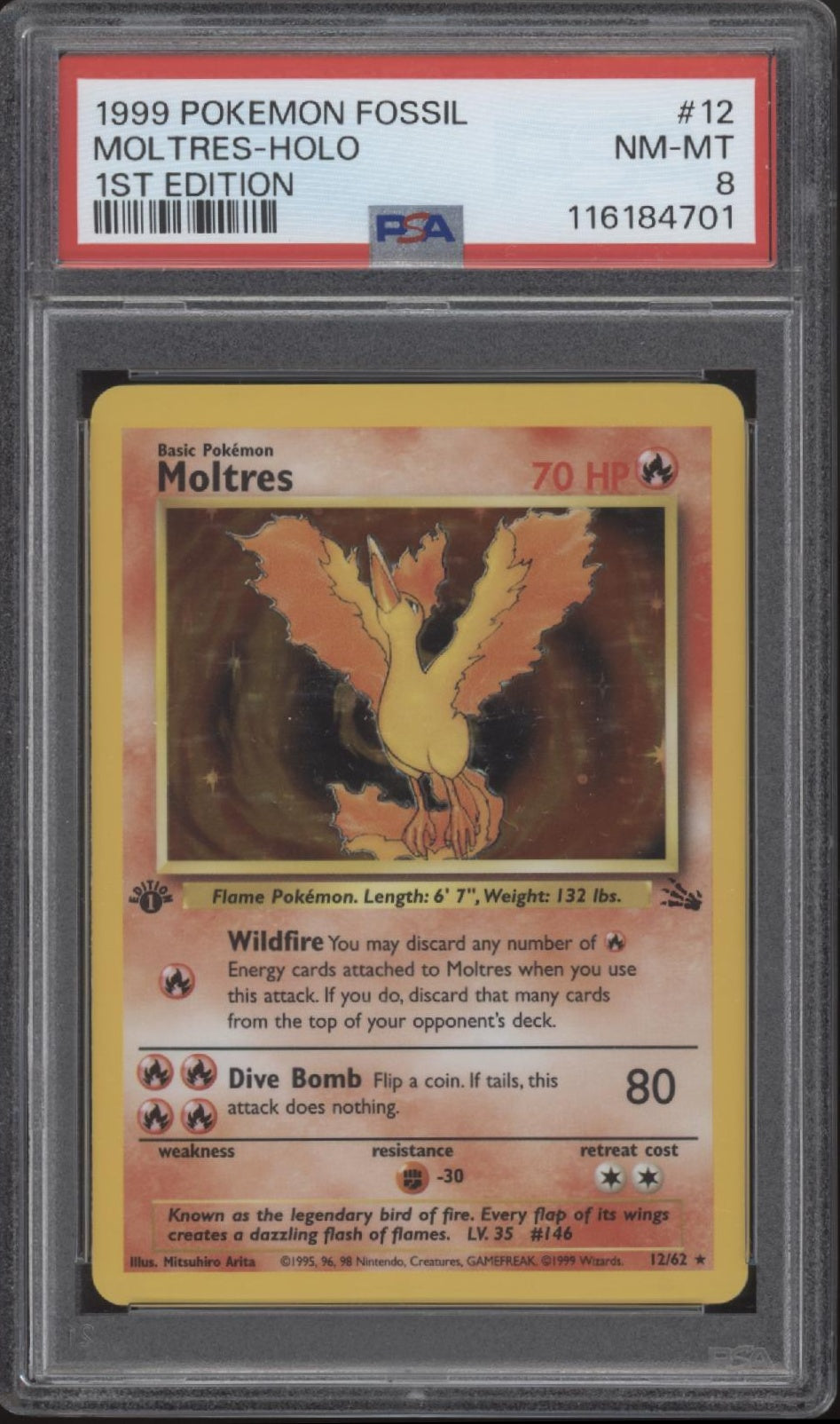 Moltres Pokemon Fossil Holo 1st Edition #12 PSA 8、Collector Store LLC Gaming、kayou
