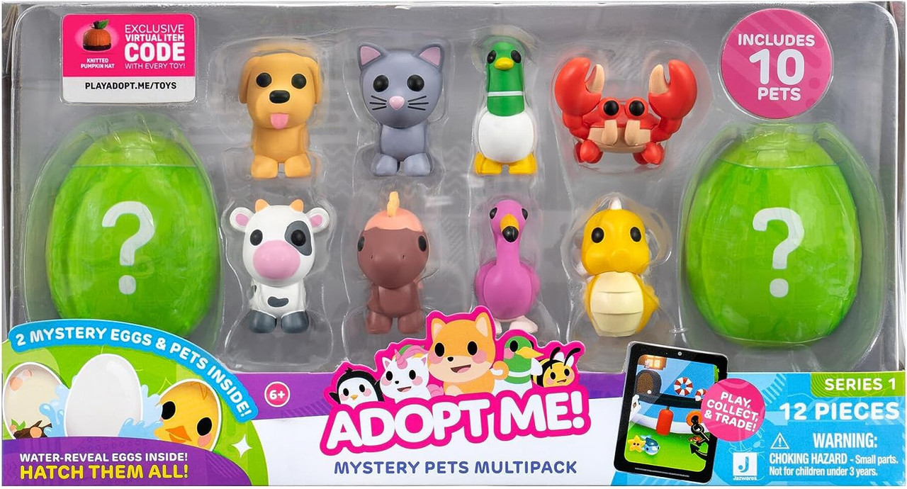 Adopt Me! Mystery Pets Multipack Mini Figure 10-Pack Knitted Pumpkin Hat Online Virtual Item Redemption Code!, Damaged Package、ToyWiz、kayou