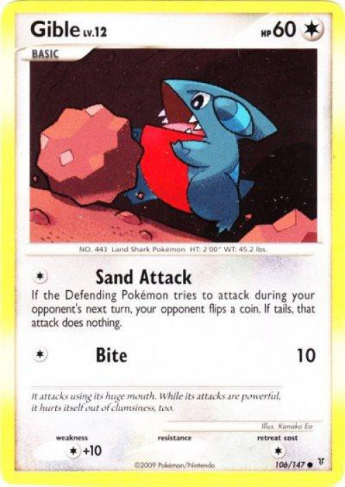 Pokemon Platinum Supreme Victors Common Gible #106 Moderately Played、ToyWiz、kayou