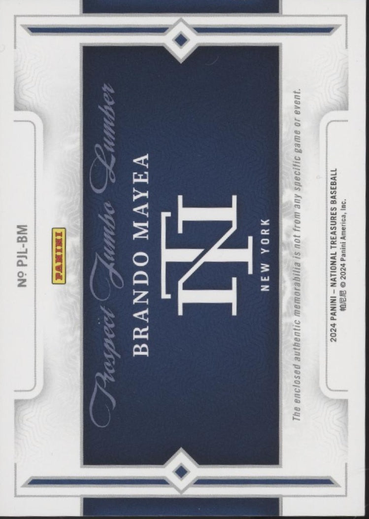 Brando Mayea 2024 Panini National Treasures Bat Relic 12/49 #PJL-BM、Collector Store LLC、kayou