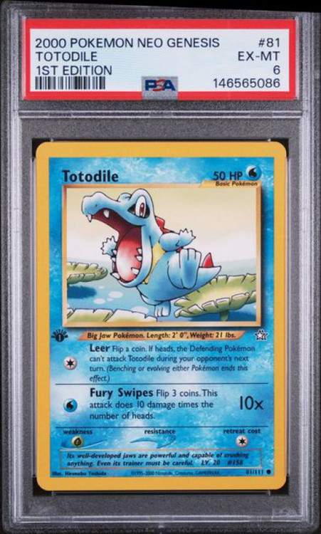 Nintendo Pokemon Neo Genesis Uncommon Totodile #81 1st Edition PSA 6、ToyWiz、kayou