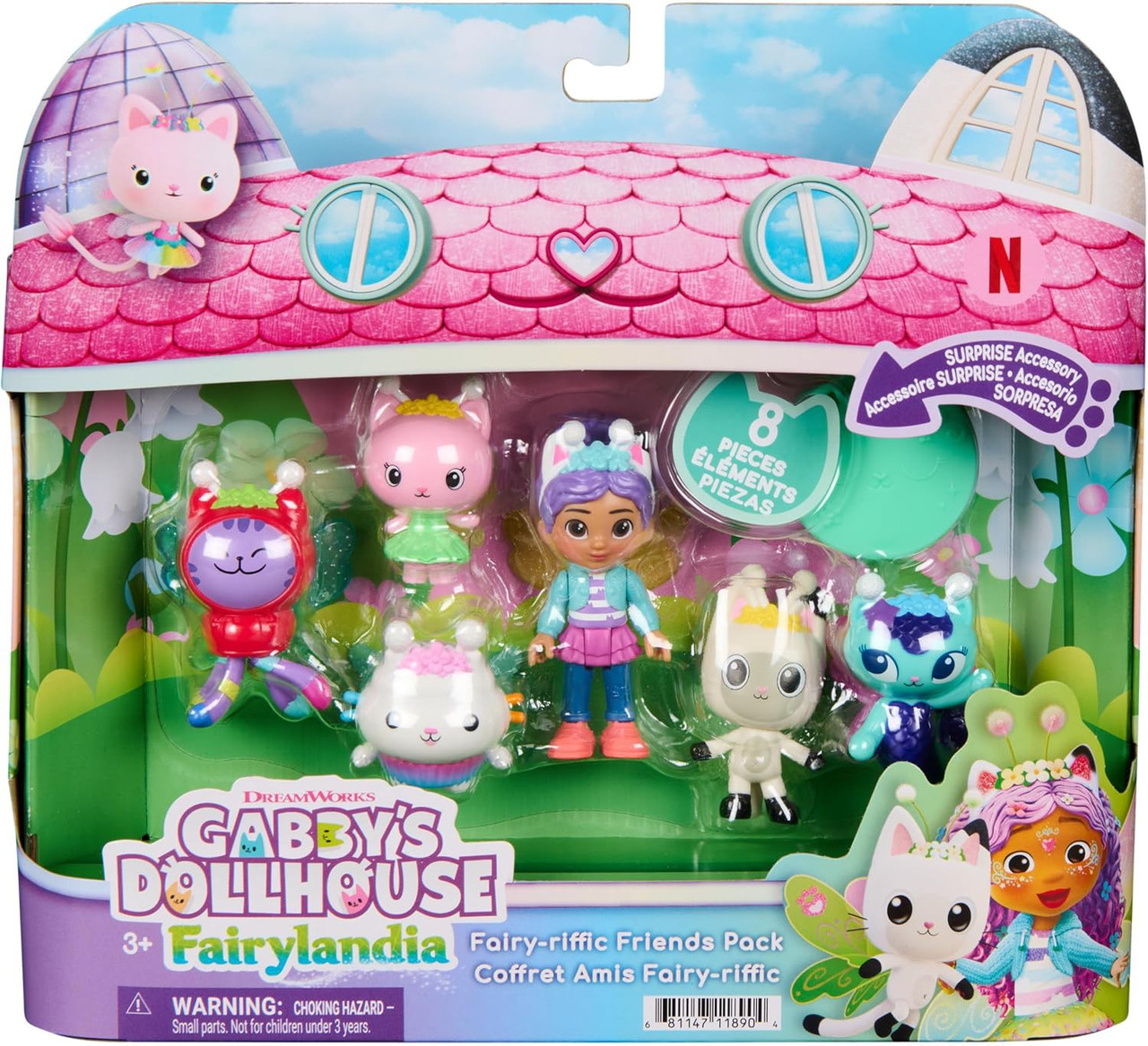 Gabby's Dollhouse Fairylandia Fairy-Riffic Friends Figure 6-Pack Pandy paws, Gabby Girl, Kitty Fairy, DJ Catnip, Cakey Cat & MerCat、ToyWiz、kayou