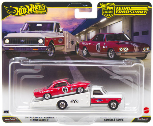 Hot Wheels Car Culture Team Transport '66 Chevrolet Corvair & '72 Chevy Ramp Truck Diecast Car、ToyWiz、kayou