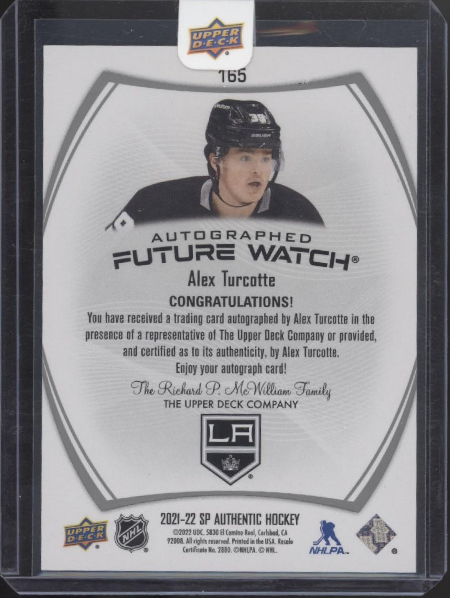 Alex Turcotte 2021-22 Upper Deck SP Authentic Future Watch Auto 169/999 #165、Collector Store LLC、kayou