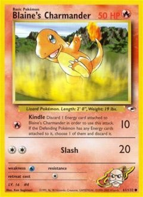 Pokemon Trading Card Game Gym Heroes Common Blaine's Charmander #61 Lightly Played、ToyWiz、kayou