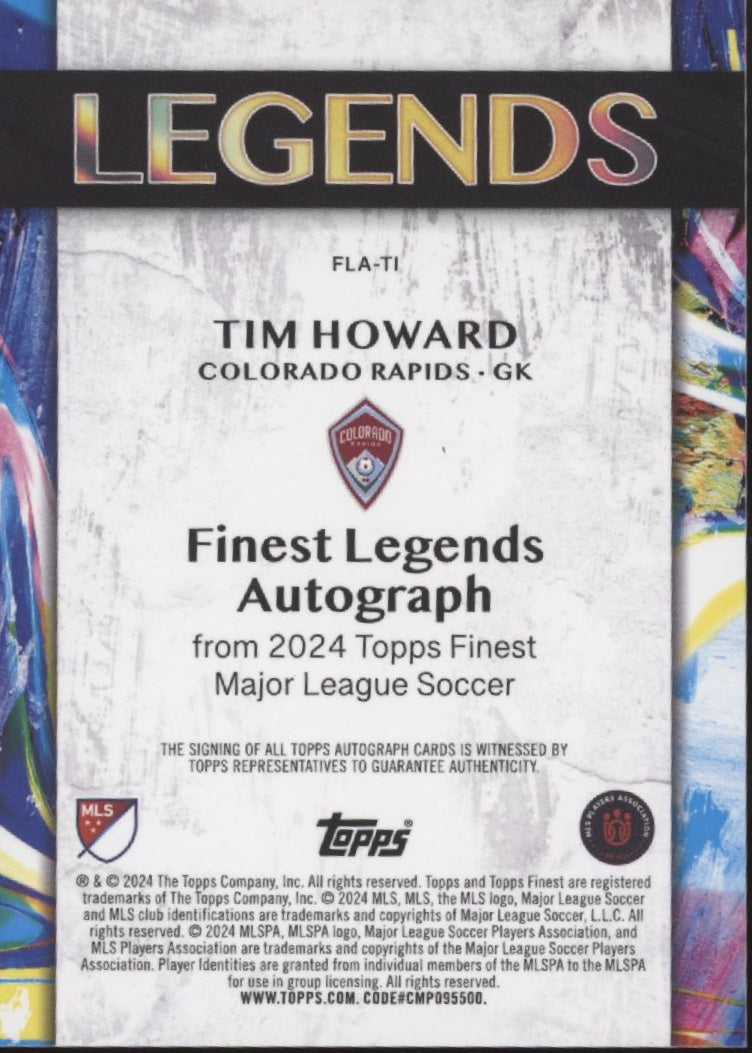 Tim Howard 2024 Topps Finest MLS Legends Blue Refractor Auto 20/75 #FLA-TL、Collector Store LLC、kayou