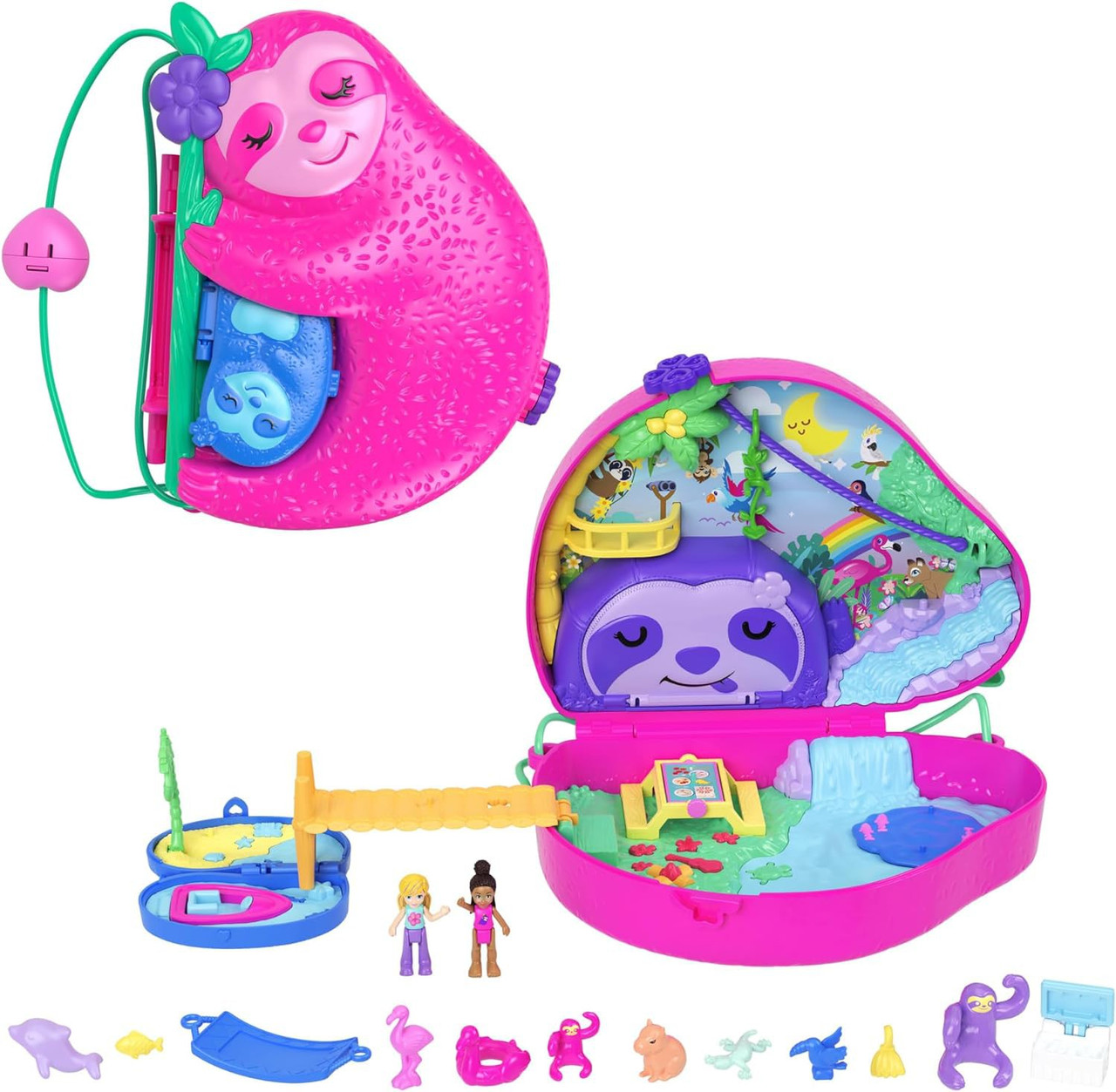 Polly Pocket Sloth Family 2-in-1 Purse Compact Playset、ToyWiz、kayou