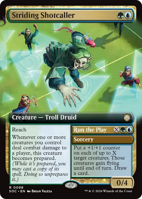 Striding Shotcaller // Run the Play (Extended Art) | Secrets of Strixhaven Commander、Magic: The Gathering、kayou