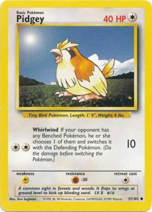 Pokemon Base Set Common Pidgey #57 Moderately Played、ToyWiz、kayou