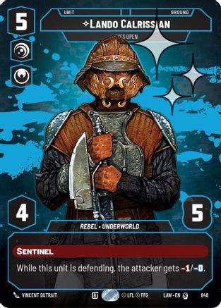 Lando Calrissian - Eyes Open (Prestige Foil) (848) - A Lawless Time Foil、Fantasy Flight Games、kayou