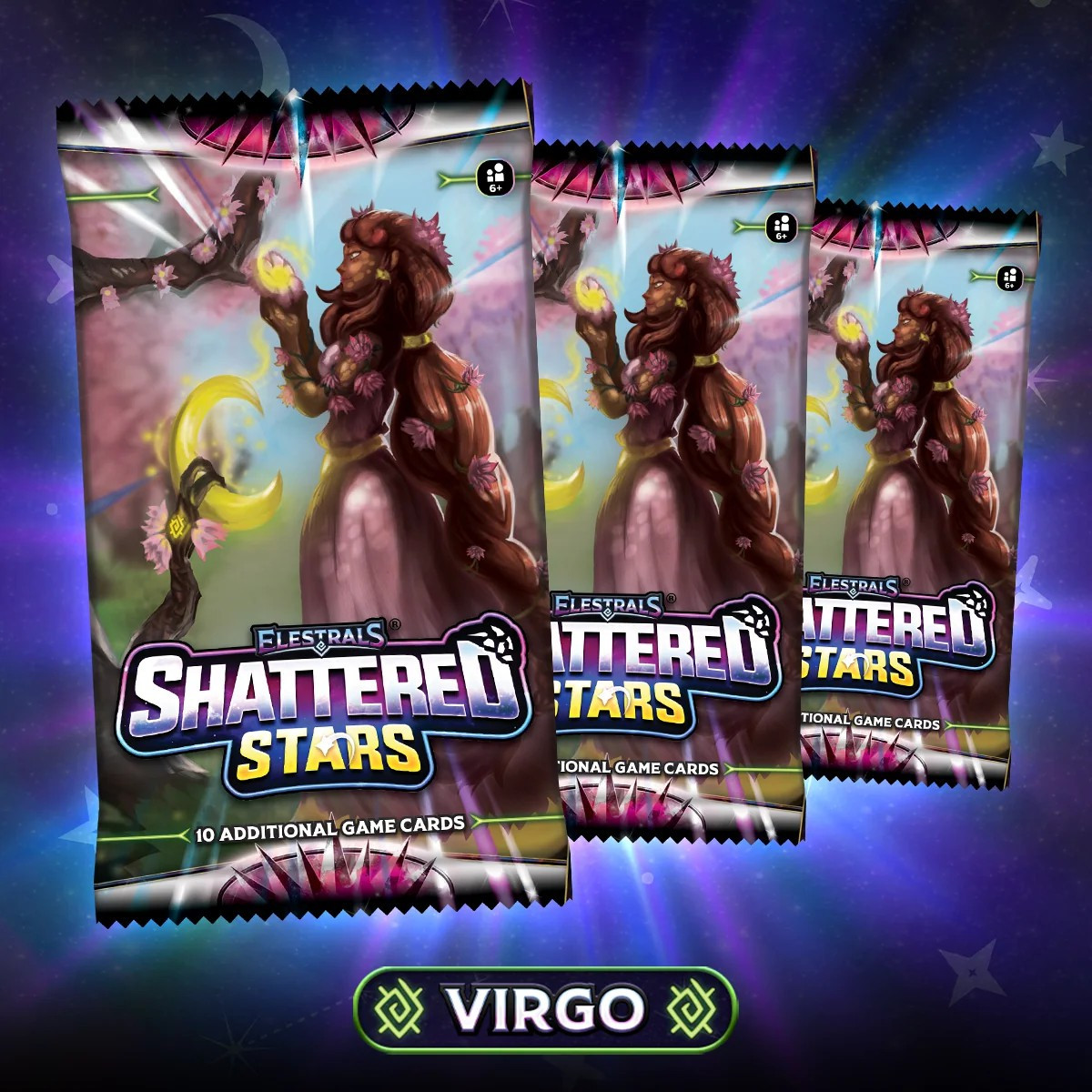 Elestrals Trading Card Game Shattered Stars Virgo Booster 3-Pack Bundle、ToyWiz、kayou