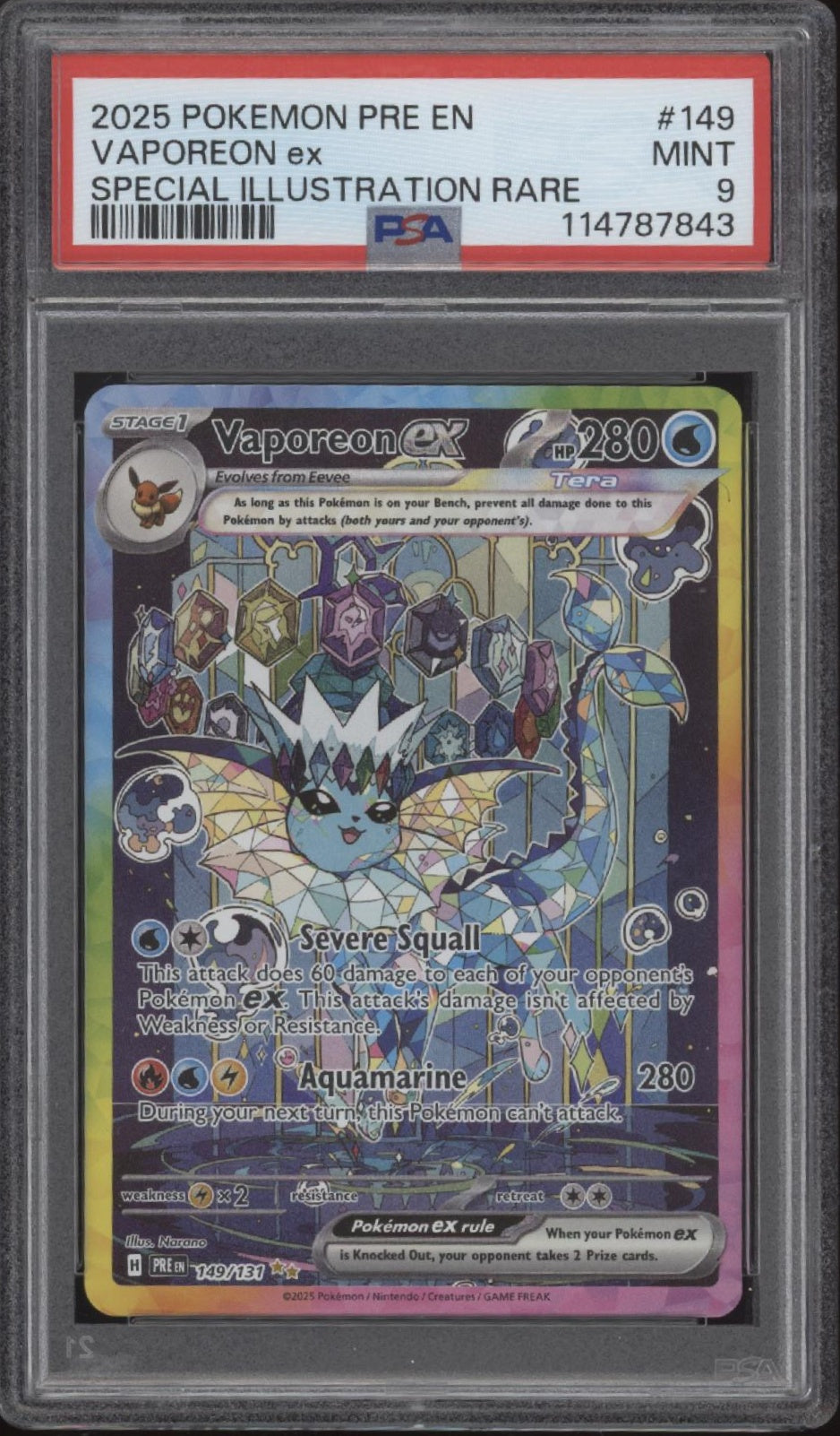 Vaporeon ex Pokemon Prismatic Evolutions Special Illustration Rare #149 PSA 9、Collector Store LLC Gaming、kayou