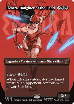 Elektra, Daughter of the Hand (Borderless) (366) (MSH-366) - Marvel Super Heroes、Wizards of the Coast、kayou