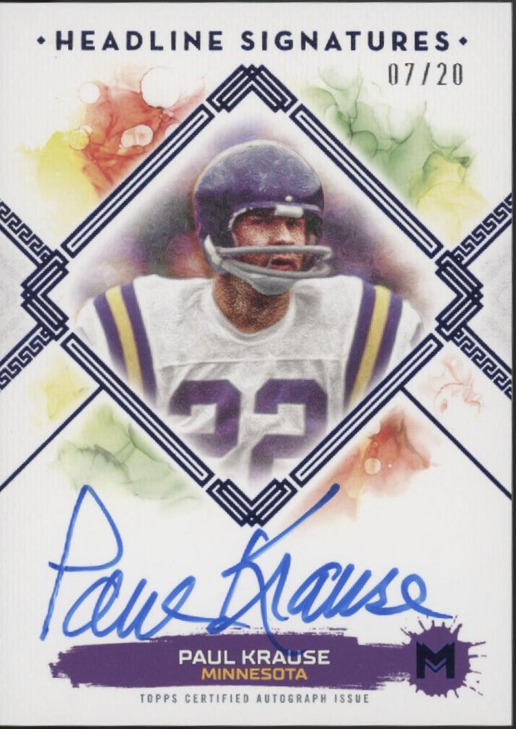Paul Krause 2024 Topps Motif Headline Signatures Blue Auto 07/20 #HS-PK、Collector Store LLC、kayou