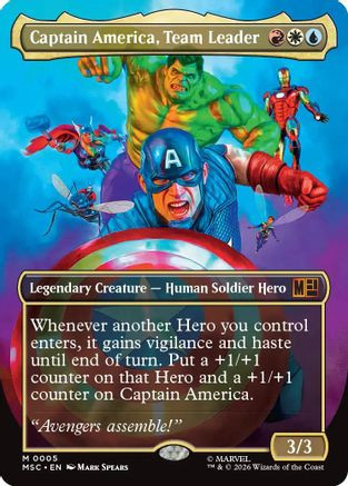 Captain America, Team Leader (Borderless) (MSC-005) - Commander: Marvel Super Heroes、Wizards of the Coast、kayou