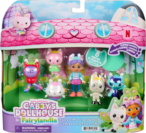 Gabby's Dollhouse Fairylandia Fairy-Riffic Friends Figure 6-Pack Pandy paws, Gabby Girl, Kitty Fairy, DJ Catnip, Cakey Cat & MerCat、ToyWiz、kayou