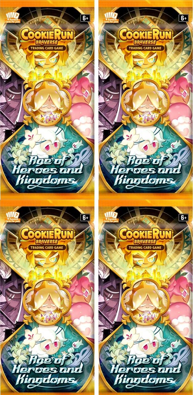 CookieRun Braverse Trading Card Game Age of Heroes & Kingdoms LOT of 4 Booster Packs、ToyWiz、kayou