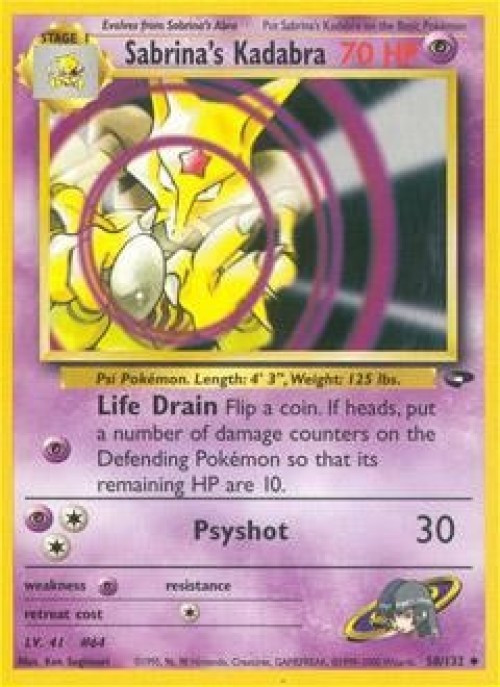 Pokemon Gym Challenge Uncommon Sabrina's Kadabra #58 1st Edition Lightly Played、ToyWiz、kayou