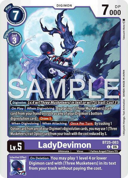 Digimon Trading Card Game Dual Revolution Common LadyDevimon BT25-083、ToyWiz、kayou