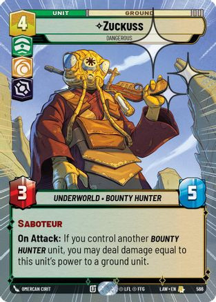 Zuckuss - Dangerous (Hyperspace Foil) (566) - A Lawless Time Foil、Fantasy Flight Games、kayou