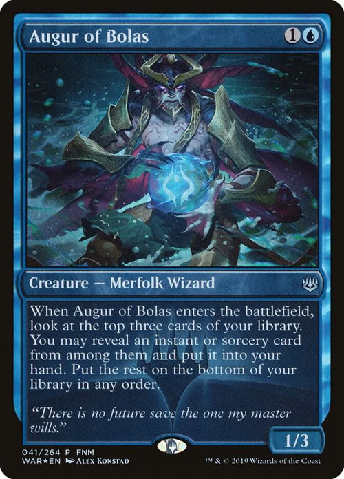 MtG Trading Card Game Friday Night Magic Promo FOIL Augur of Bolas #41、ToyWiz、kayou