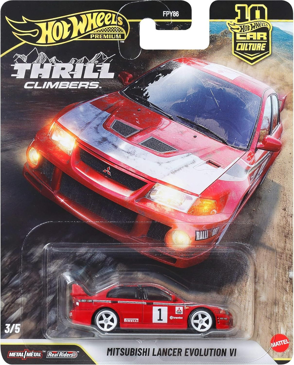 Hot Wheels Premium Car Culture Thrill Climbers Mitsubishi Lancer Evolution VI Die Cast Car、ToyWiz、kayou