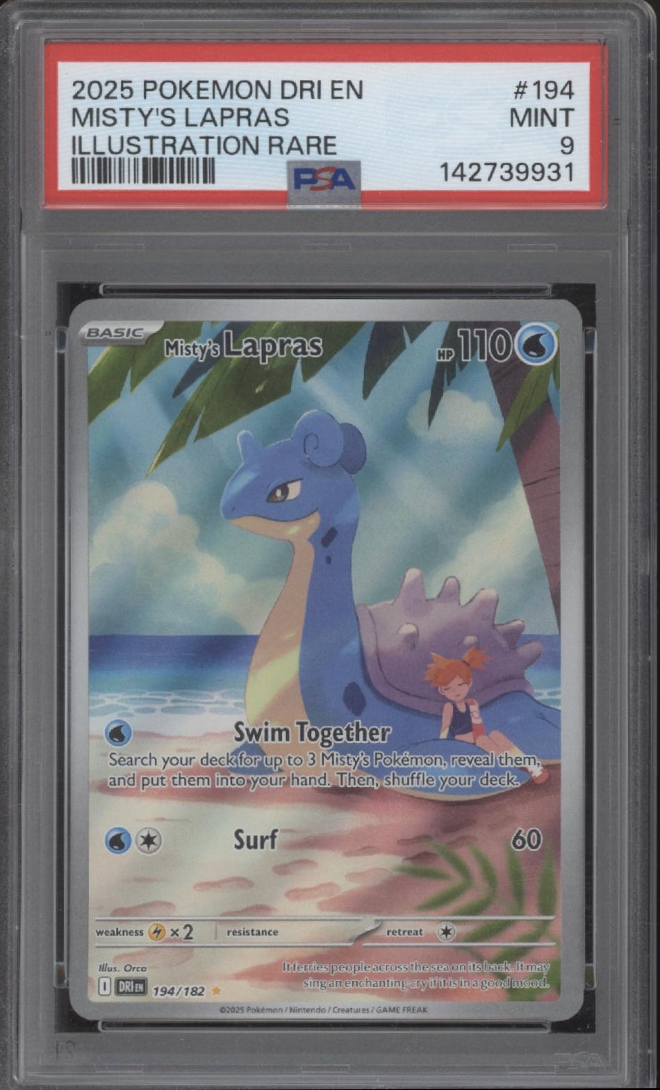 Misty's Lapras Pokemon Destined Rivals Illustration Rare #194 PSA 9、Collector Store LLC Gaming、kayou