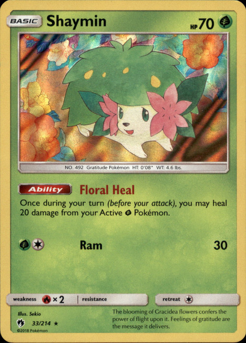 Pokemon Trading Card Game Sun & Moon Lost Thunder Holo Rare Shaymin #33 Lightly Played、ToyWiz、kayou