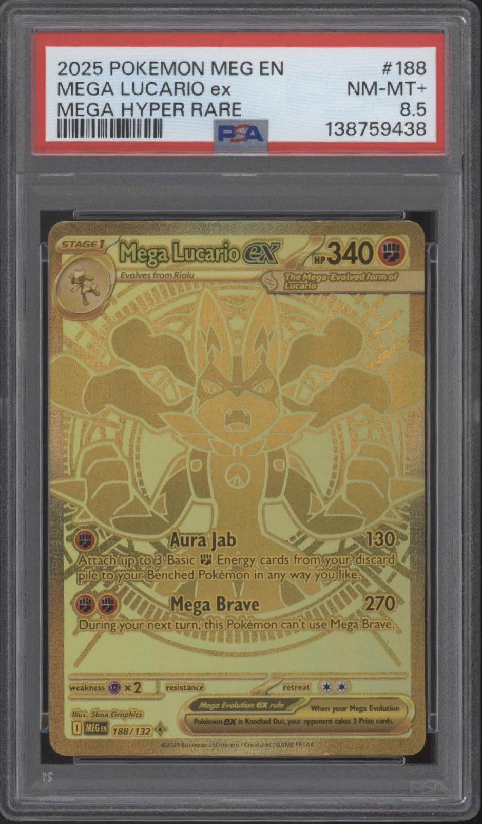 Mega Lucario ex Pokemon Mega Evolution Mega Hyper Rare #188 PSA 8.5、Collector Store LLC Gaming、kayou