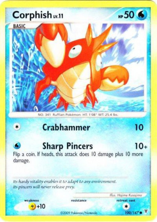 Pokemon Platinum Supreme Victors Common Corphish #100 Moderately Played、ToyWiz、kayou