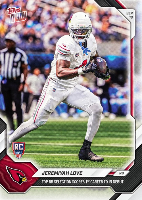 NFL Arizona Cardinals 2026 NOW Football Jeremiyah Love #15 Rookie, 1st TD in Debut (Pre-Order ships June)、ToyWiz、kayou