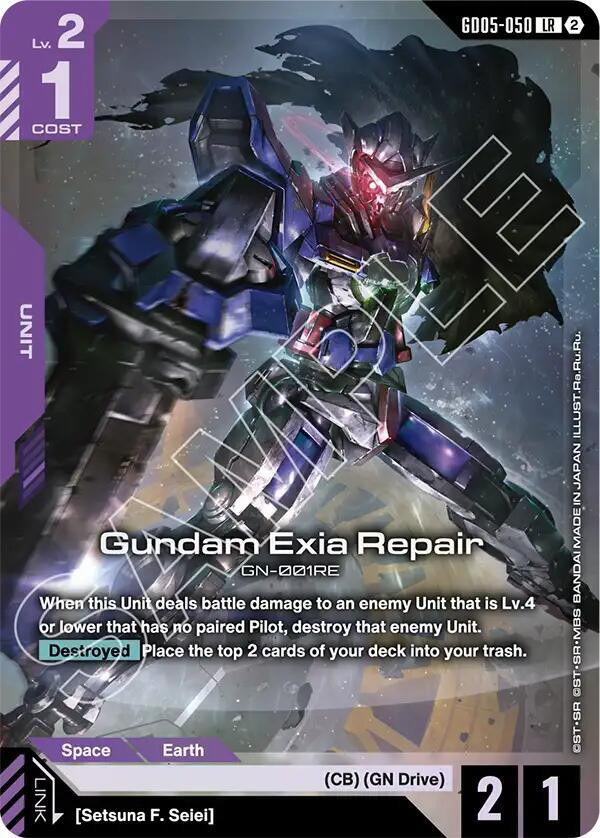Trading Card Game Freedom Ascension Legend Rare Gundam Exia Repair GD05-050、ToyWiz、kayou