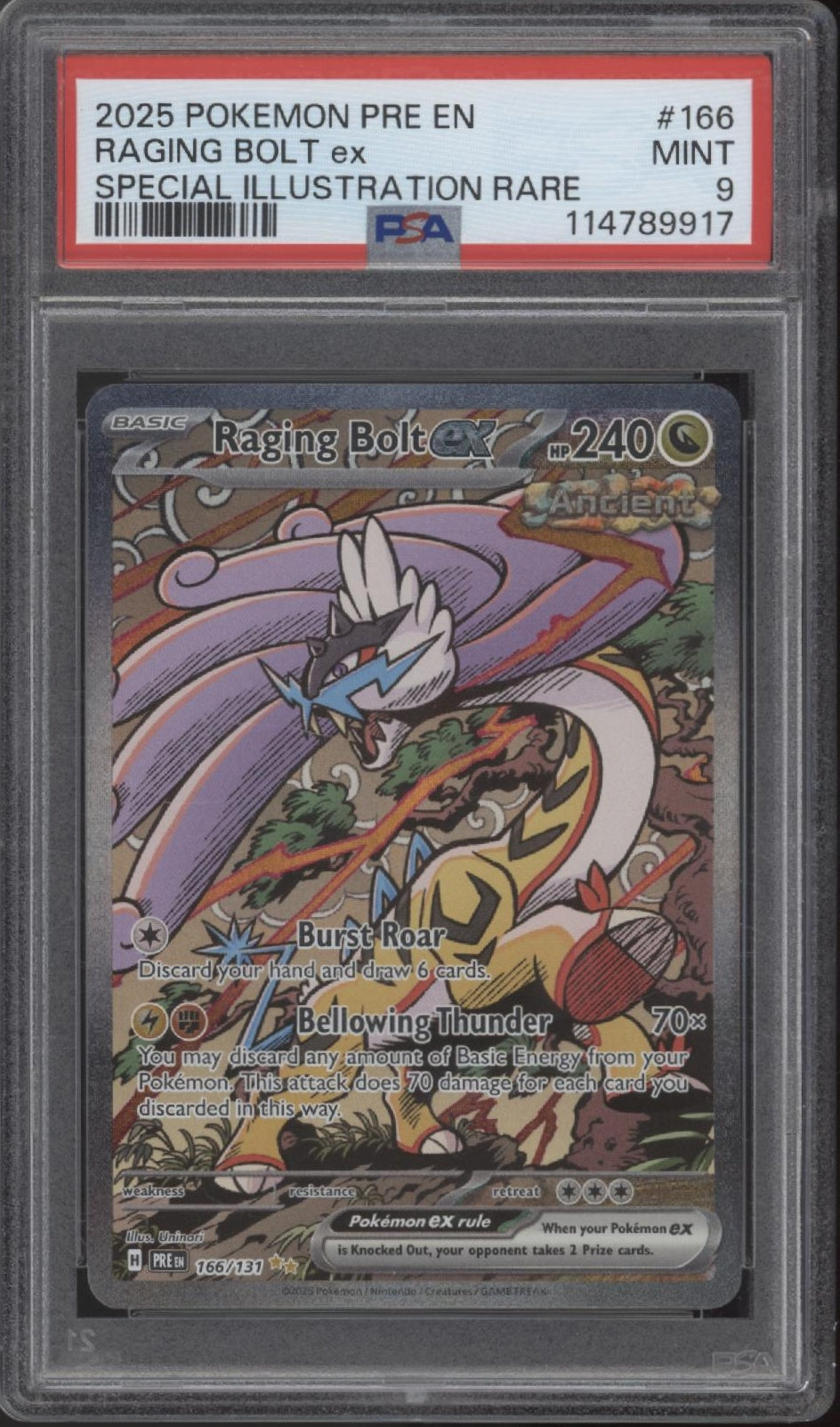 Raging Bolt ex Pokemon Prismatic Evolutions Special Illustration Rare #166 PSA 9、Collector Store LLC Gaming、kayou