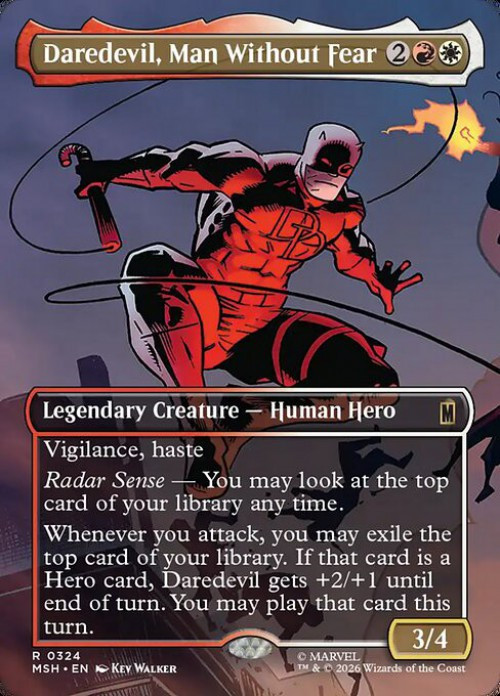 MtG Marvel Super Heroes Rare Daredevil, Man Without Fear #324 Borderless Scene FOIL、ToyWiz、kayou