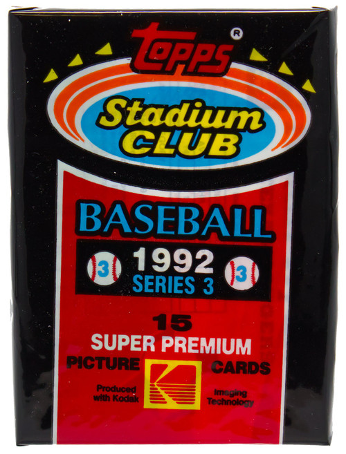 MLB Topps 1992 Stadium Club Baseball Series 3 Trading Card HOBBY Pack 15 Cards、ToyWiz、kayou