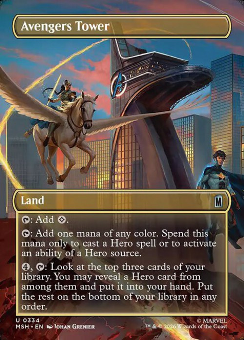 MtG Marvel Super Heroes Uncommon Avengers Tower #334 Borderless Scene、ToyWiz、kayou