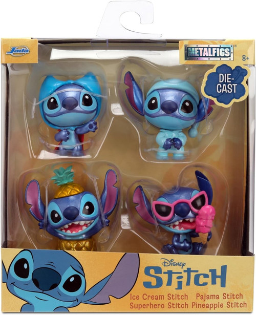 Disney Nano Metalfigs Superhero, Pajama, Pineapple & Ice Cream Stitch 2.5-Inch Diecast Figure 4-Pack、ToyWiz、kayou