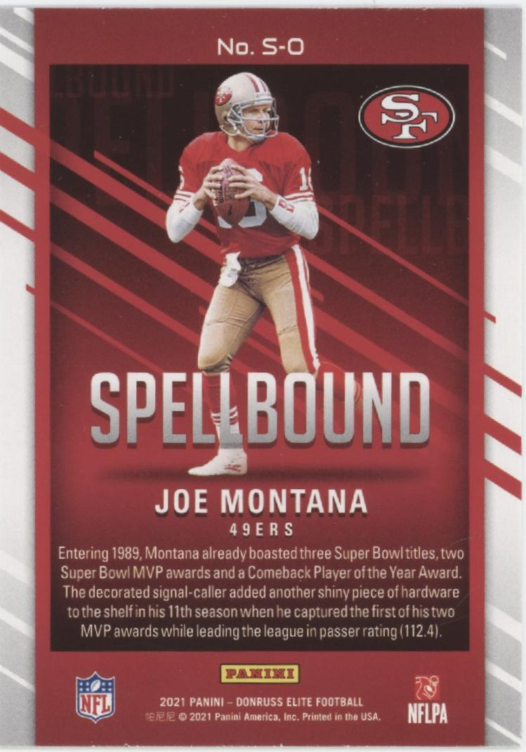 Joe Montana 2021 Panini Donruss Elite Spellbound 