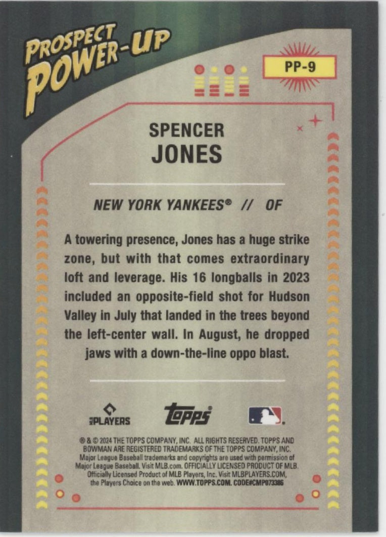 Spencer Jones 2024 Bowman Chrome Prospect Power-Up Purple Mojo Refractor 192/250、Collector Store LLC、kayou