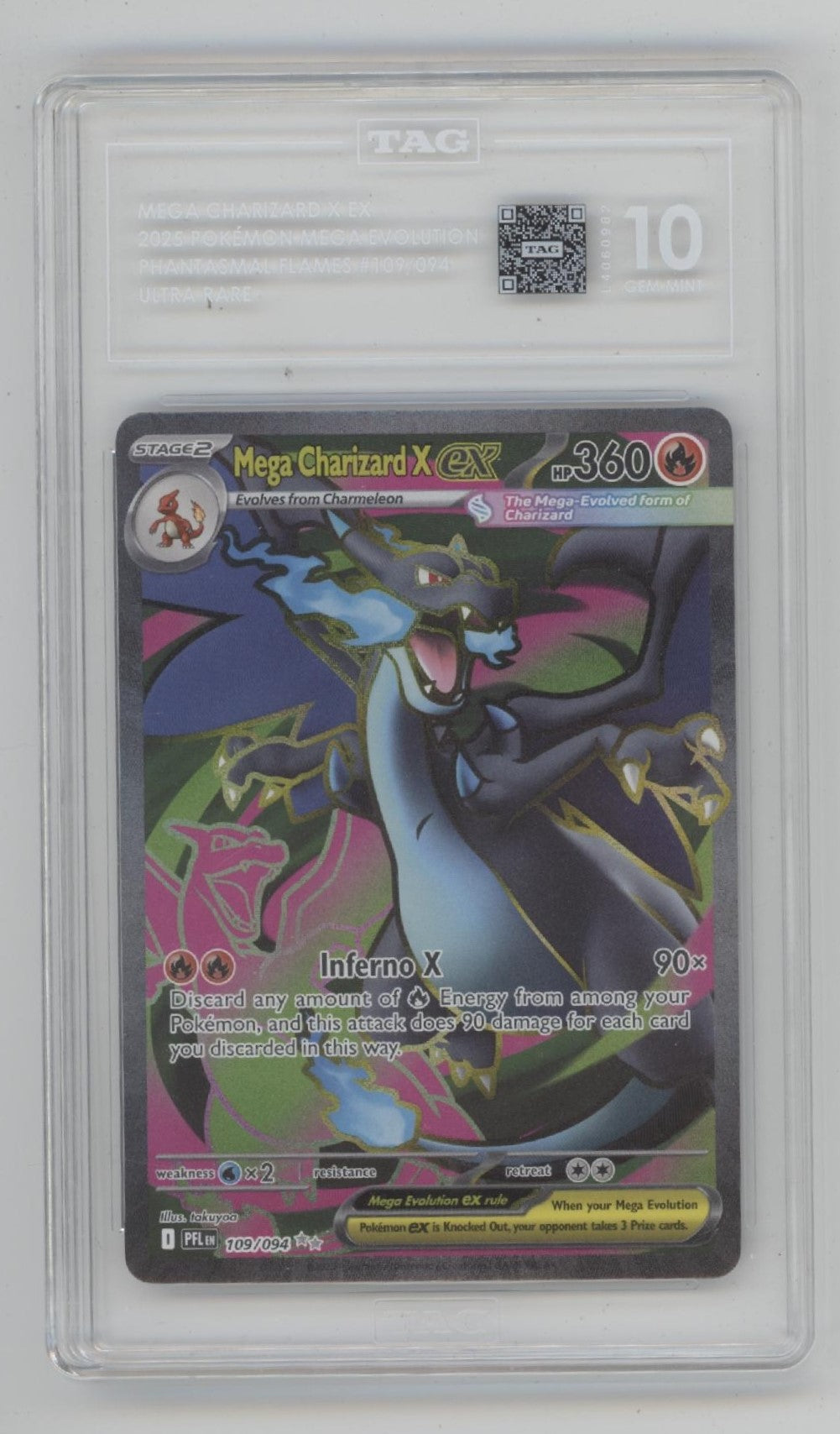 Mega Charizard X ex Pokemon Phantasmal Flames Ultra Rare #109 TAG 10、Collector Store LLC Gaming、kayou