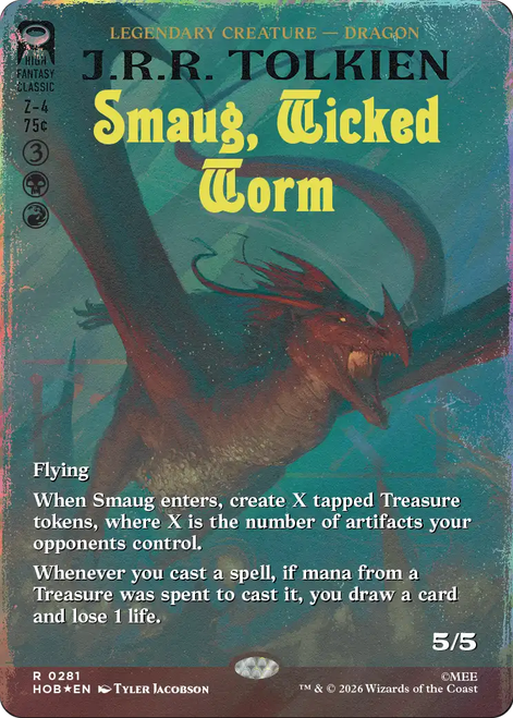 Smaug, Wicked Worm (Borderless Book Cover Surge Foil) | The Hobbit、Magic: The Gathering、kayou
