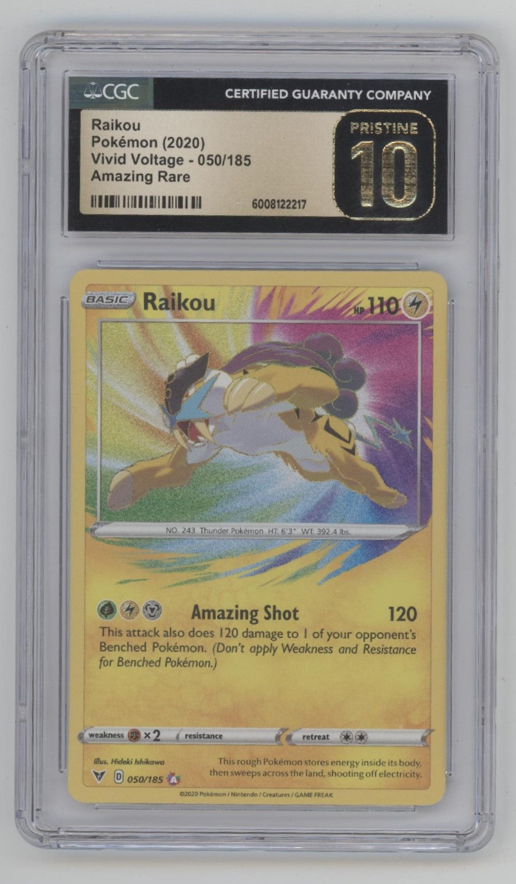 Raikou Pokemon Vivid Voltage Amazing Rare #050 CGC 10 Pristine、Collector Store LLC Gaming、kayou